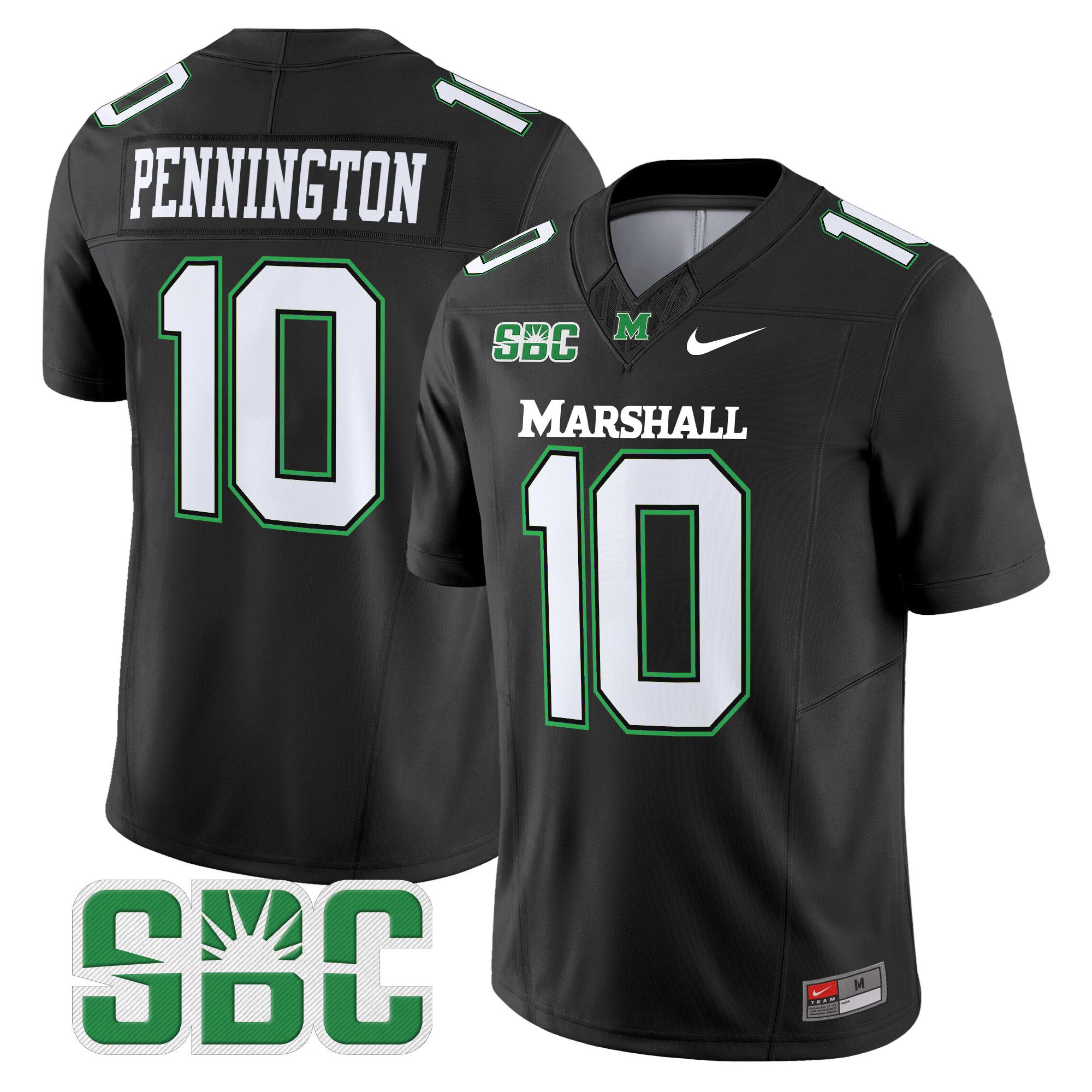 Men Marshall Thundering Herd #10 Pennington Black Nike 2024 Vapor Limited NCAA Jersey style 1